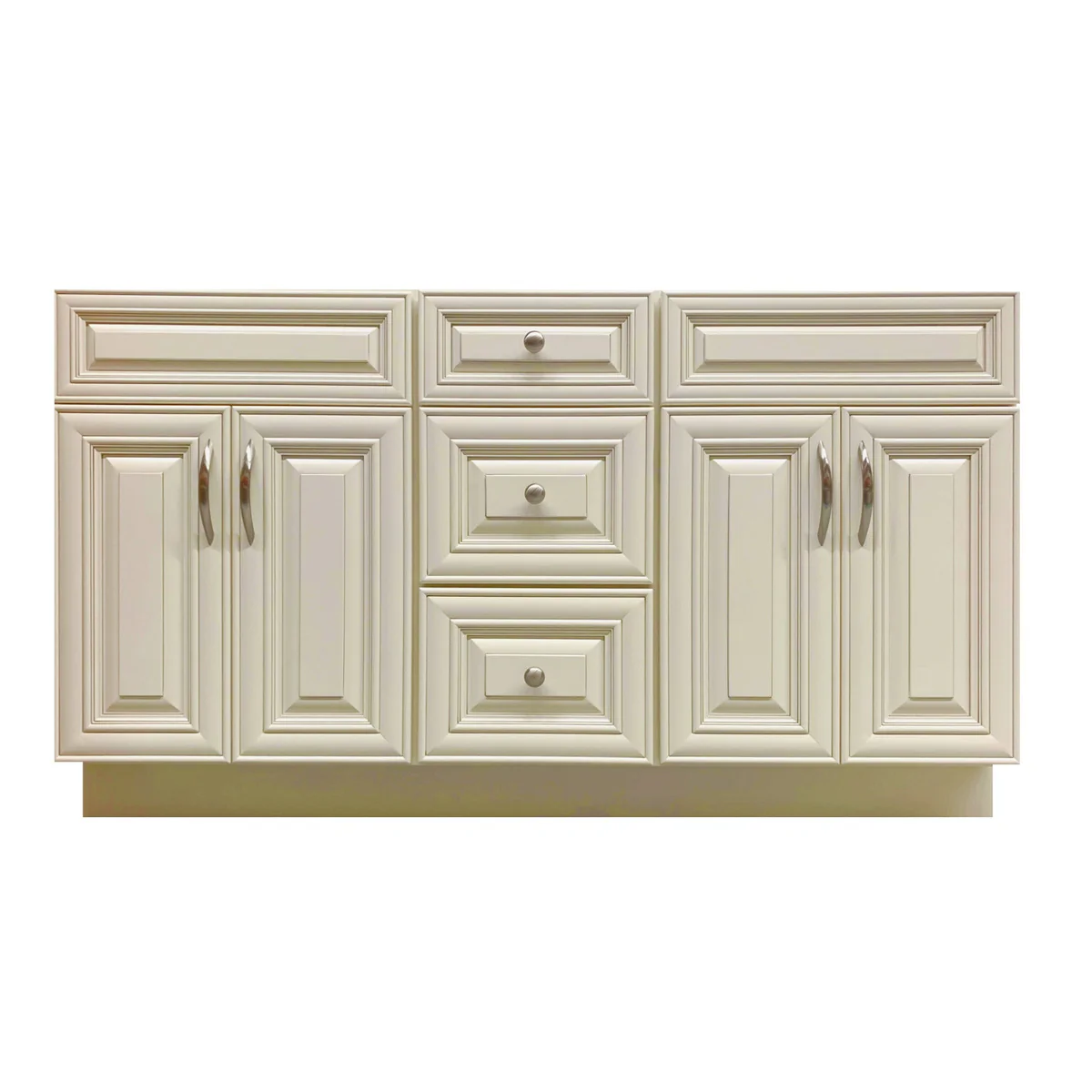 TC Wood Vanity - 60" Ivory White Classic Double Sink - 3 Drawers